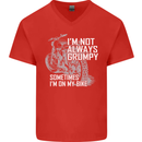 Im Not Always Grumpy Biker Motorcycle Biker Mens V-Neck Cotton T-Shirt Red