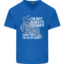 Im Not Always Grumpy Biker Motorcycle Biker Mens V-Neck Cotton T-Shirt Royal Blue
