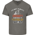 Im Not Always Grumpy Guitar Funny Guitarist Mens V-Neck Cotton T-Shirt Charcoal