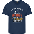 Im Not Always Grumpy Guitar Funny Guitarist Mens V-Neck Cotton T-Shirt Navy Blue