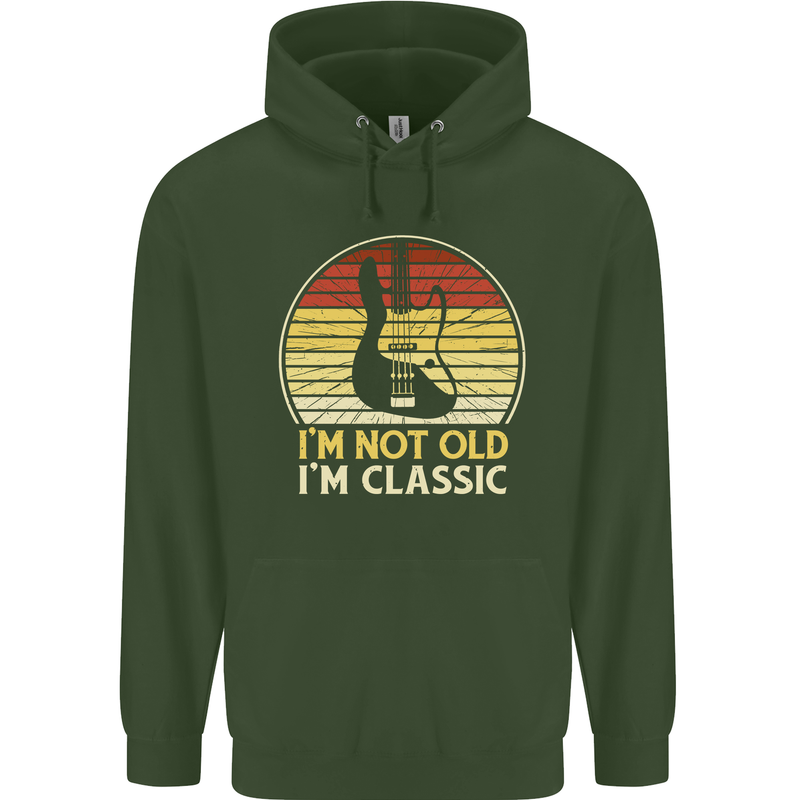 Im Not Old Classic Guitar Rock n Roll Punk Mens 80% Cotton Hoodie Forest Green