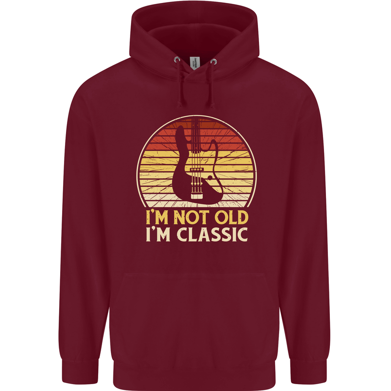 Im Not Old Classic Guitar Rock n Roll Punk Mens 80% Cotton Hoodie Maroon