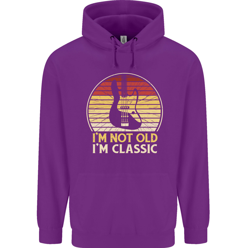 Im Not Old Classic Guitar Rock n Roll Punk Mens 80% Cotton Hoodie Purple