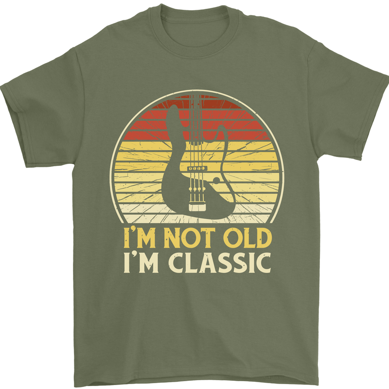 Im Not Old Classic Guitar Rock n Roll Punk Mens T-Shirt 100% Cotton Military Green