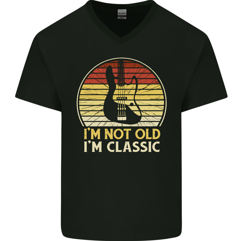 Im Not Old Classic Guitar Rock n Roll Punk Mens V-Neck Cotton T-Shirt Black