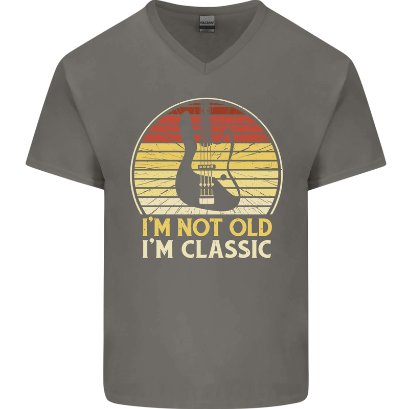 Im Not Old Classic Guitar Rock n Roll Punk Mens V-Neck Cotton T-Shirt Charcoal