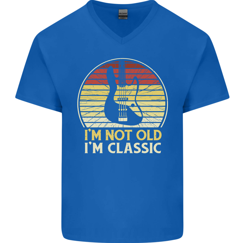 Im Not Old Classic Guitar Rock n Roll Punk Mens V-Neck Cotton T-Shirt Royal Blue