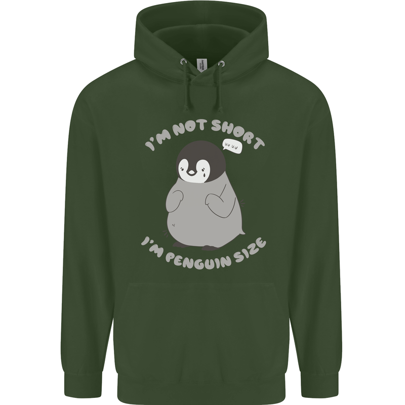 Im Not Short Im Penguine Size Funny Childrens Kids Hoodie Forest Green