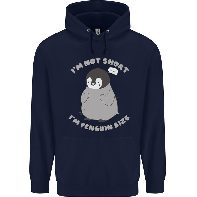 Im Not Short Im Penguine Size Funny Childrens Kids Hoodie Navy Blue