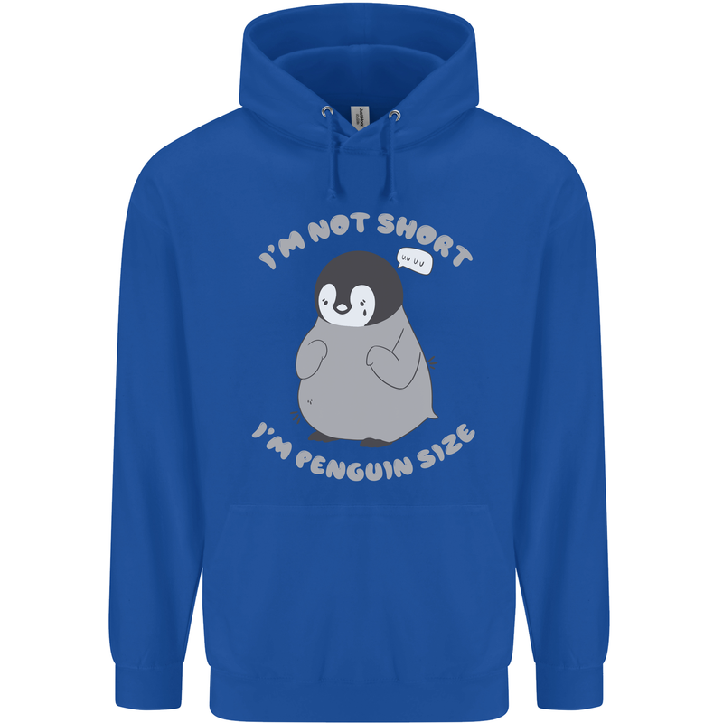 Im Not Short Im Penguine Size Funny Childrens Kids Hoodie Royal Blue
