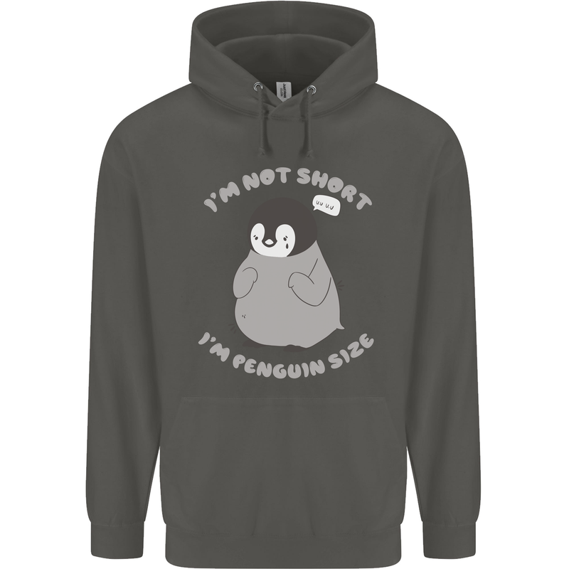 Im Not Short Im Penguine Size Funny Childrens Kids Hoodie Storm Grey