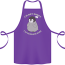 Im Not Short Im Penguine Size Funny Cotton Apron 100% Organic Purple