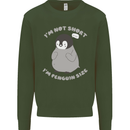 Im Not Short Im Penguine Size Funny Kids Sweatshirt Jumper Forest Green