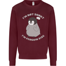 Im Not Short Im Penguine Size Funny Kids Sweatshirt Jumper Maroon