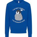 Im Not Short Im Penguine Size Funny Kids Sweatshirt Jumper Royal Blue