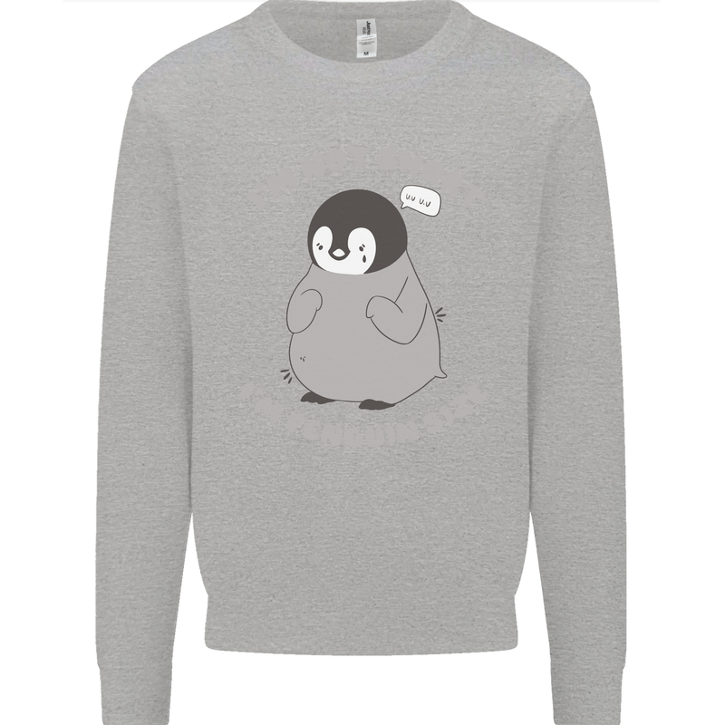 Im Not Short Im Penguine Size Funny Mens Sweatshirt Jumper Sports Grey