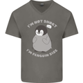 Im Not Short Im Penguine Size Funny Mens V-Neck Cotton T-Shirt Charcoal
