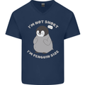 Im Not Short Im Penguine Size Funny Mens V-Neck Cotton T-Shirt Navy Blue