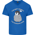 Im Not Short Im Penguine Size Funny Mens V-Neck Cotton T-Shirt Royal Blue