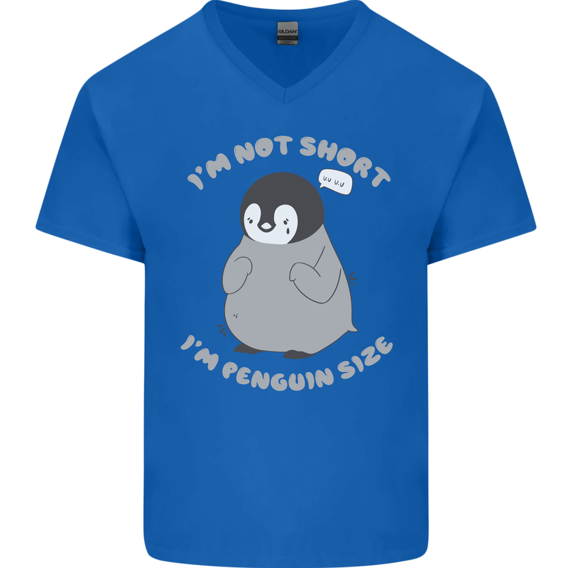 Im Not Short Im Penguine Size Funny Mens V-Neck Cotton T-Shirt Royal Blue