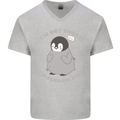 Im Not Short Im Penguine Size Funny Mens V-Neck Cotton T-Shirt Sports Grey