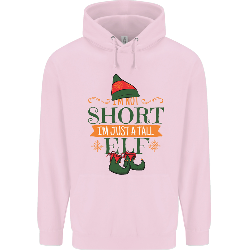 Im Not Short Tall Elf Funny Christmas Childrens Kids Hoodie Light Pink