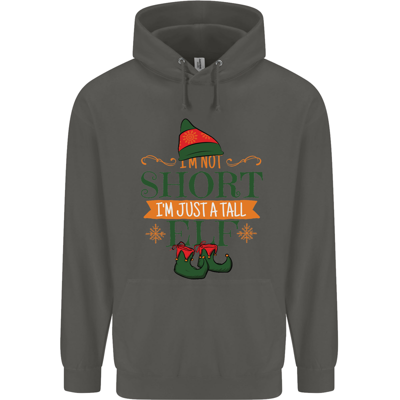 Im Not Short Tall Elf Funny Christmas Childrens Kids Hoodie Storm Grey