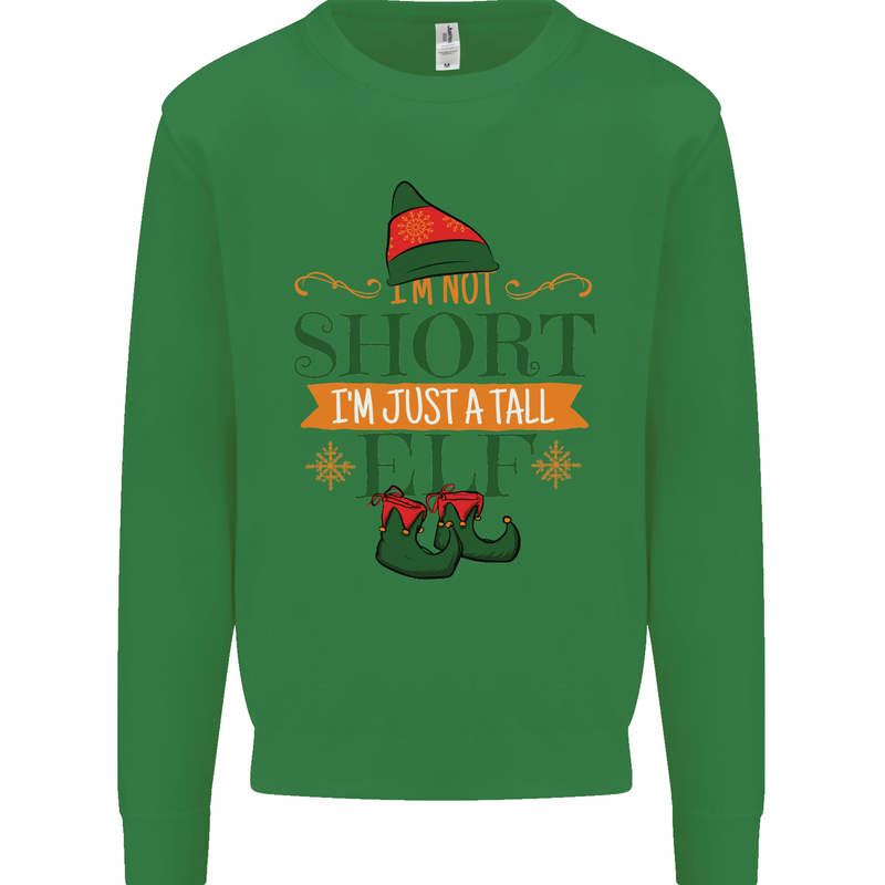 Im Not Short Tall Elf Funny Christmas Kids Sweatshirt Jumper Irish Green