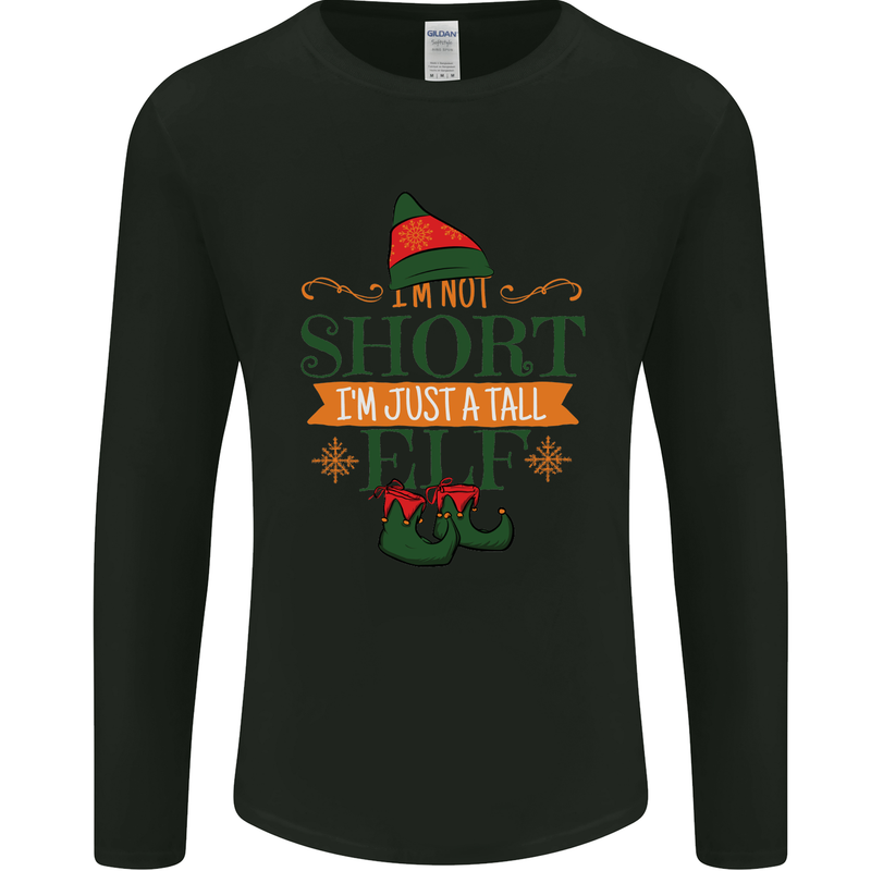 Im Not Short Tall Elf Funny Christmas Mens Long Sleeve T-Shirt Black