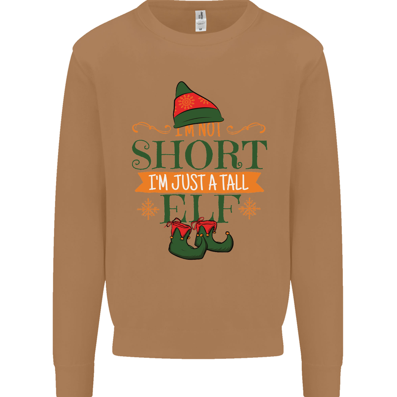 Im Not Short Tall Elf Funny Christmas Mens Sweatshirt Jumper Caramel Latte