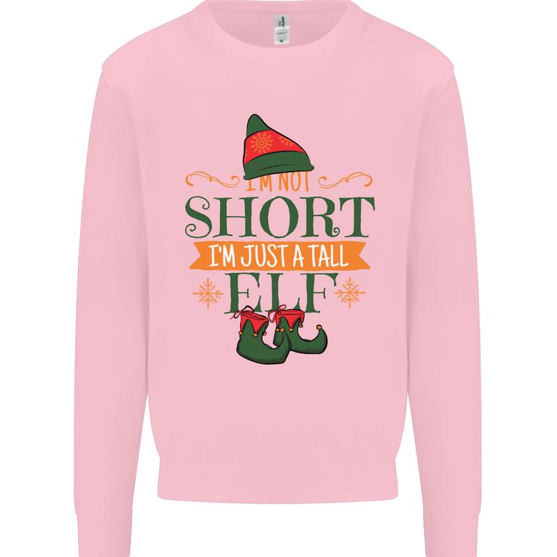 Im Not Short Tall Elf Funny Christmas Mens Sweatshirt Jumper Light Pink