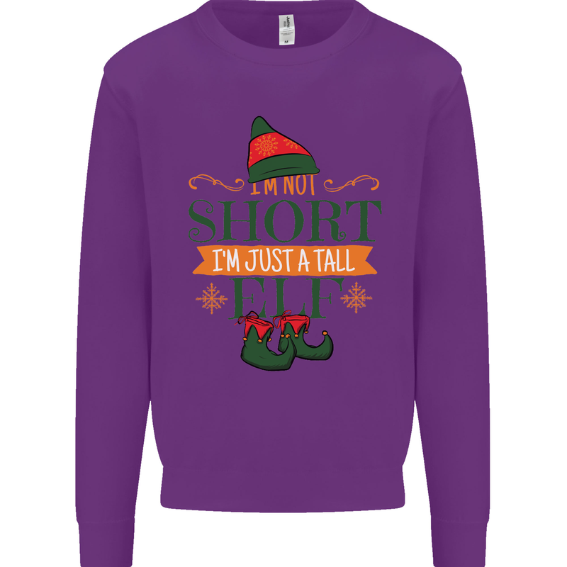 Im Not Short Tall Elf Funny Christmas Mens Sweatshirt Jumper Purple