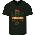 Im Not Short Tall Elf Funny Christmas Mens V-Neck Cotton T-Shirt Black
