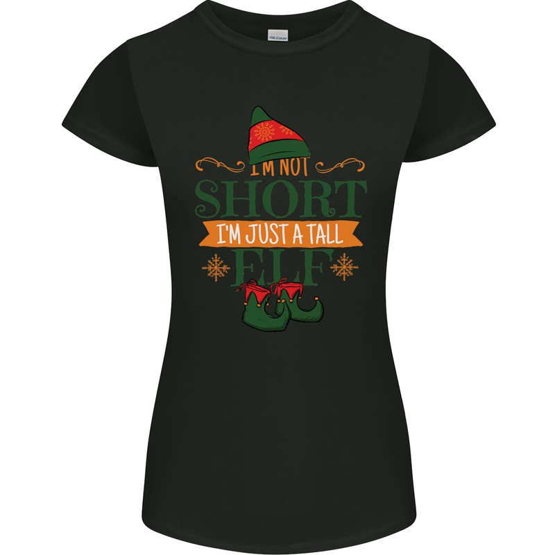 Im Not Short Tall Elf Funny Christmas Womens Petite Cut T-Shirt Black