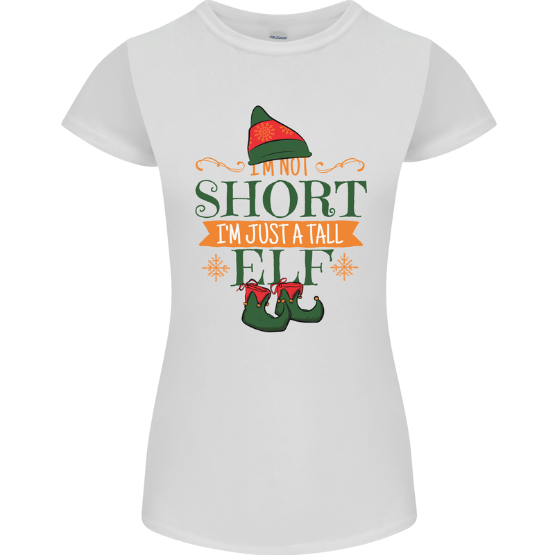 Im Not Short Tall Elf Funny Christmas Womens Petite Cut T-Shirt White