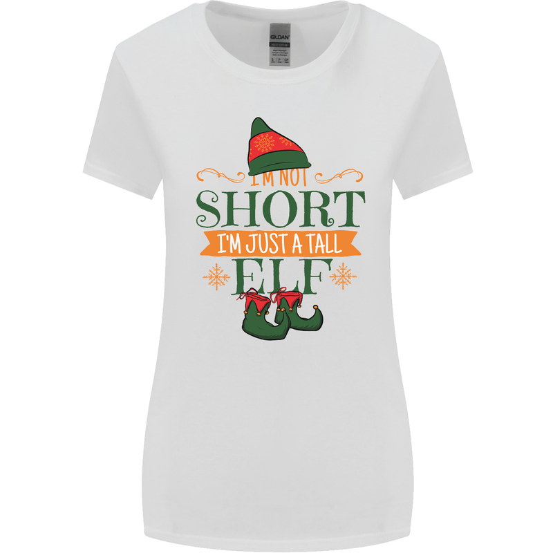 Im Not Short Tall Elf Funny Christmas Womens Wider Cut T-Shirt White