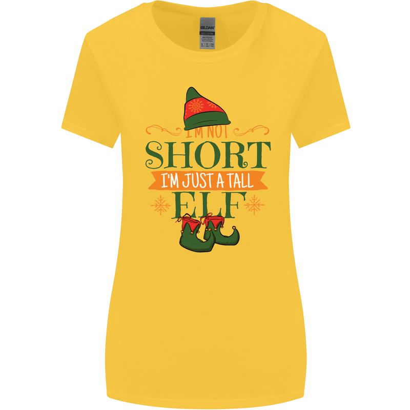 Im Not Short Tall Elf Funny Christmas Womens Wider Cut T-Shirt Yellow