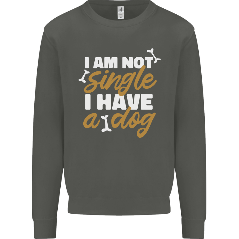 Im Not Single I Have a Dog Funny Kids Sweatshirt Jumper Storm Grey
