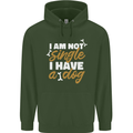 Im Not Single I Have a Dog Funny Mens 80% Cotton Hoodie Forest Green