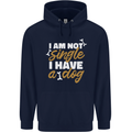 Im Not Single I Have a Dog Funny Mens 80% Cotton Hoodie Navy Blue