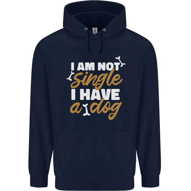 Im Not Single I Have a Dog Funny Mens 80% Cotton Hoodie Navy Blue