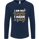 Im Not Single I Have a Dog Funny Mens Long Sleeve T-Shirt Navy Blue
