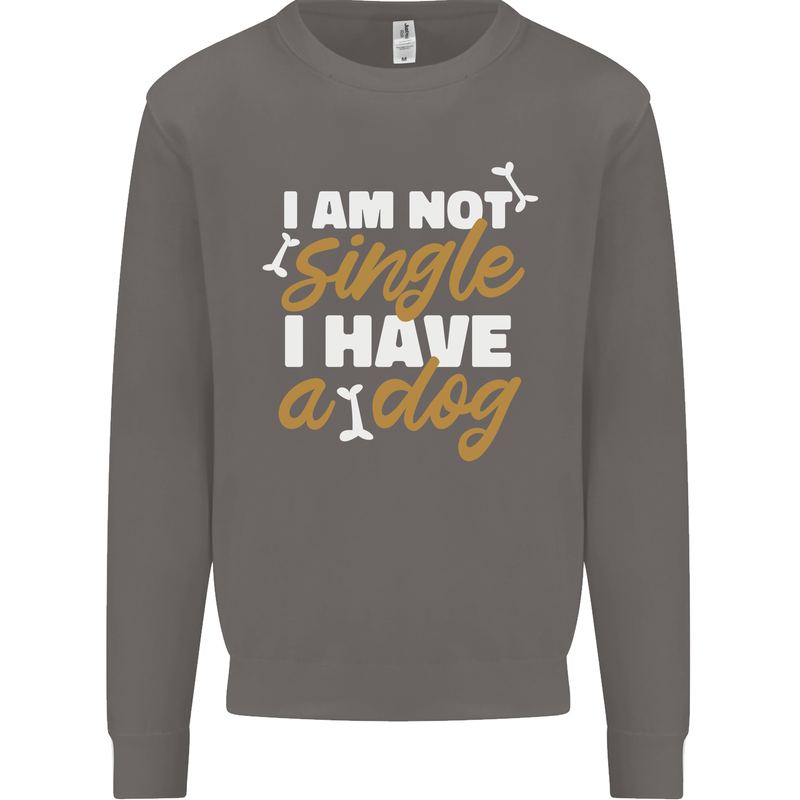 Im Not Single I Have a Dog Funny Mens Sweatshirt Jumper Charcoal
