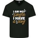 Im Not Single I Have a Dog Funny Mens V-Neck Cotton T-Shirt Black