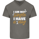 Im Not Single I Have a Dog Funny Mens V-Neck Cotton T-Shirt Charcoal