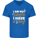 Im Not Single I Have a Dog Funny Mens V-Neck Cotton T-Shirt Royal Blue