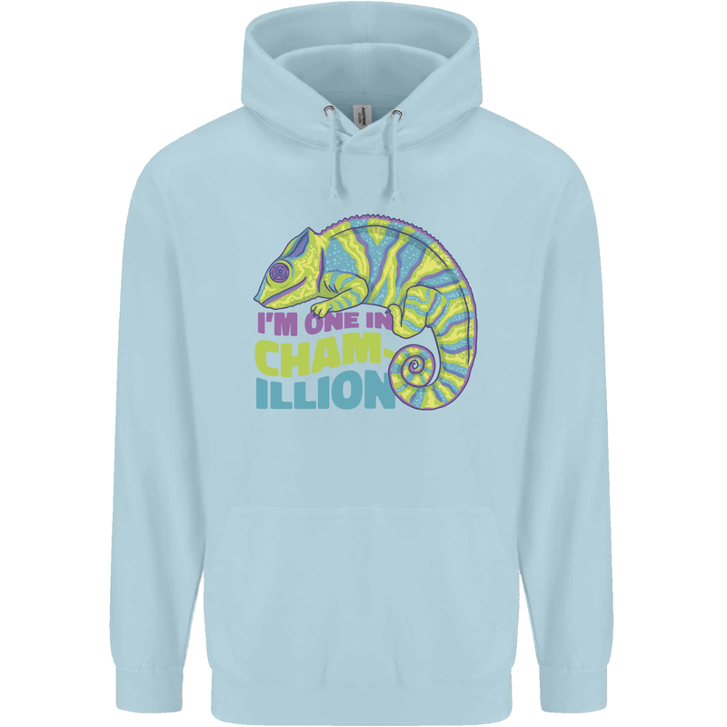 Im One in a Chamillion Funny Chameleon Childrens Kids Hoodie Light Blue