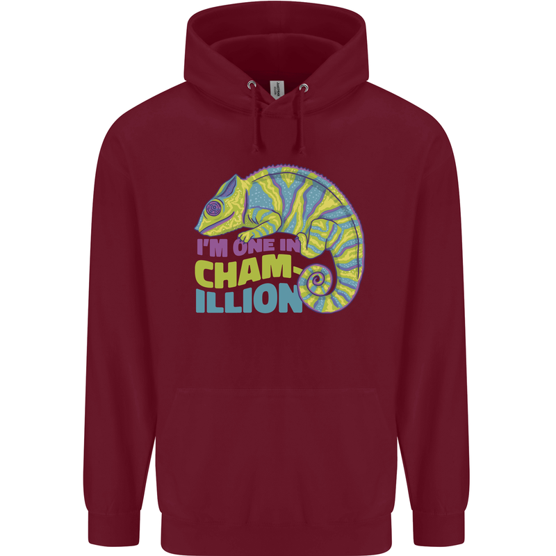 Im One in a Chamillion Funny Chameleon Childrens Kids Hoodie Maroon