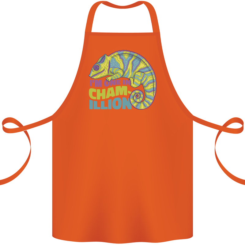 Im One in a Chamillion Funny Chameleon Cotton Apron 100% Organic Orange
