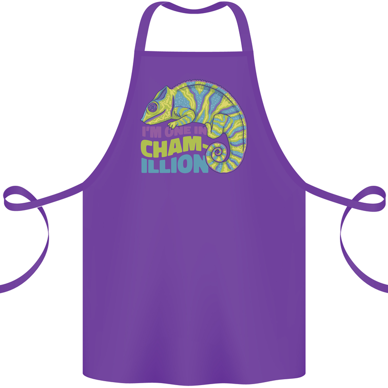 Im One in a Chamillion Funny Chameleon Cotton Apron 100% Organic Purple